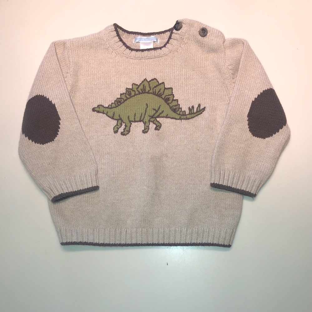 Janie and Jack Beige Dinosaur Sweater